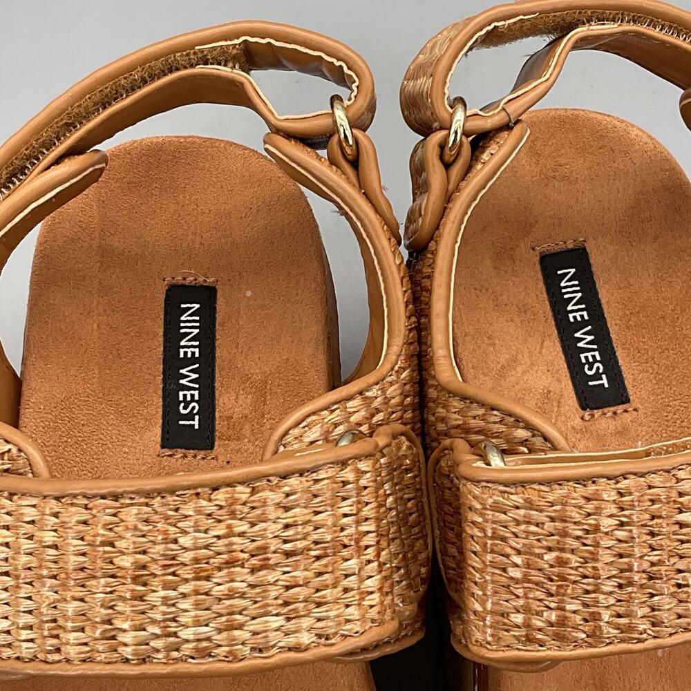 NEW Nine West Women’s Heavin Woven Platform Wedge Sandals Brown Size 9M - Picture 6 of 10